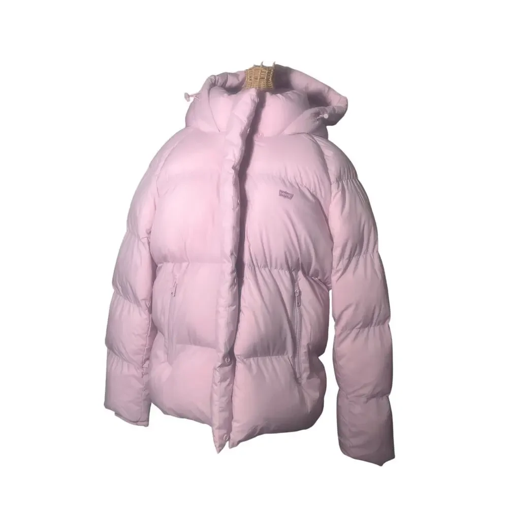 Levi Light Pink Puffer Hoodie Jacket NWT Size XL LW5SP697